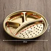 20cm round condiment tray with oil drainer (gold)