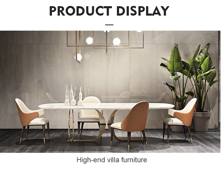 Modern Luxury Design Golden Stainless Steel Base Dining Table Marble ...
