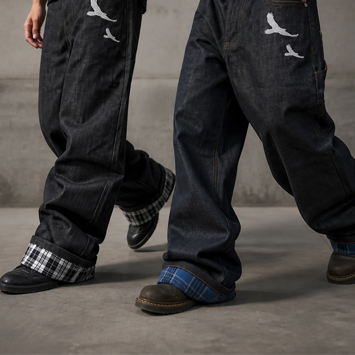 Custom Acid Wash Stretch Loose Fit Bootcut Distressed Vintage Ripped Wide Leg Denim Pant Homme Clothes Baggy Flared Jean for Men gallery 2