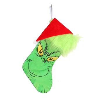 Christmas Elf Fairy Led Light Up Green Christmas Stocking Socks Gift Bag Xmas Tree Decoration Supplies