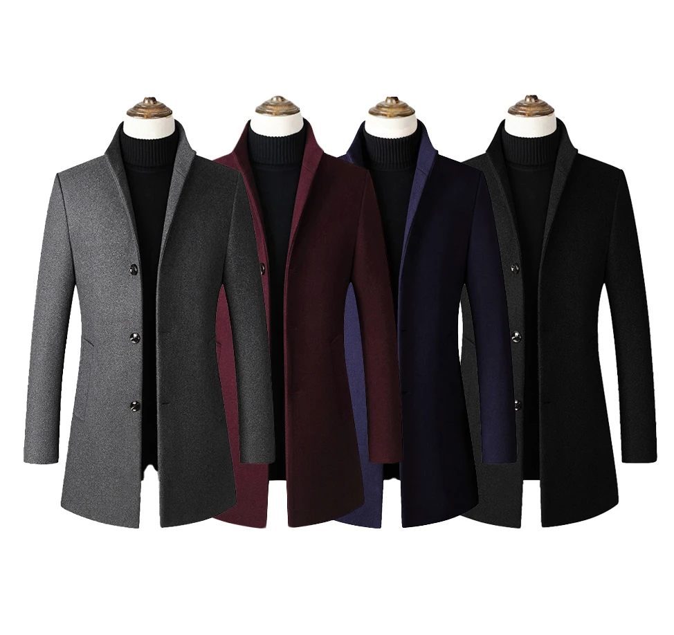 Long Coats For Men Autumn And Winter Woolen Casual Jackets Men's Plus ...