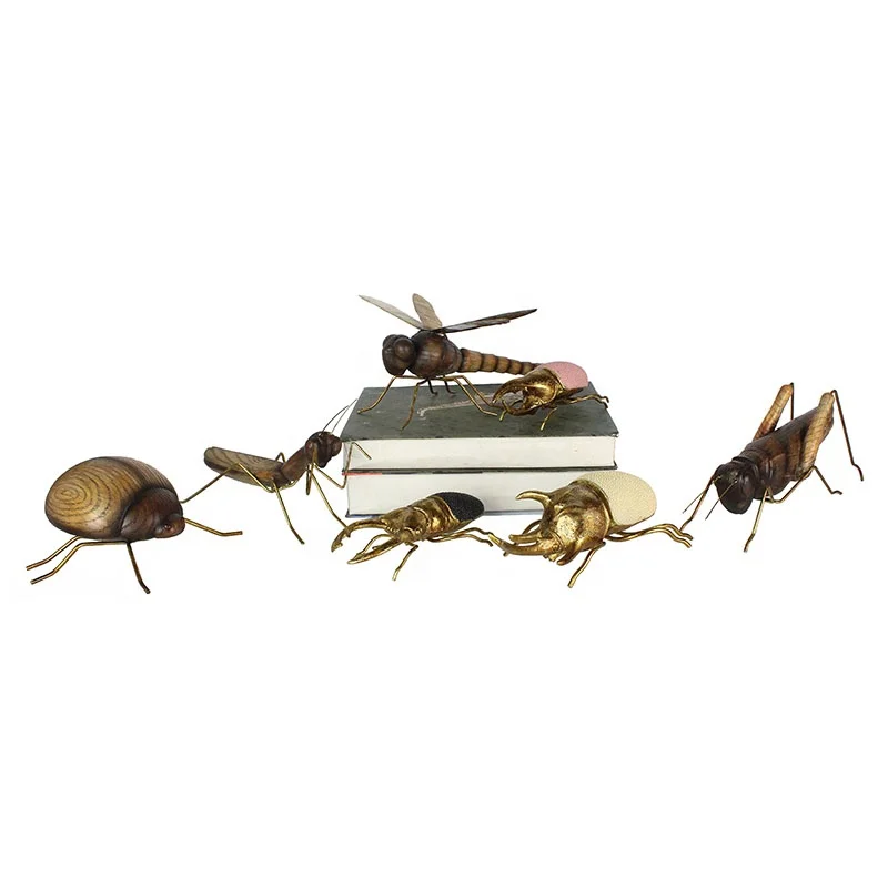 Nordic style 3D New resin imitation wood beetles insect sculpture home decor