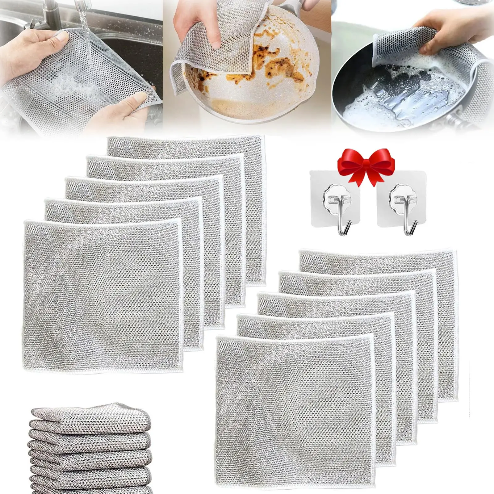 Wholesale Microwave Stove Clean Tool Cleaning Pads Scrub Cloth Double