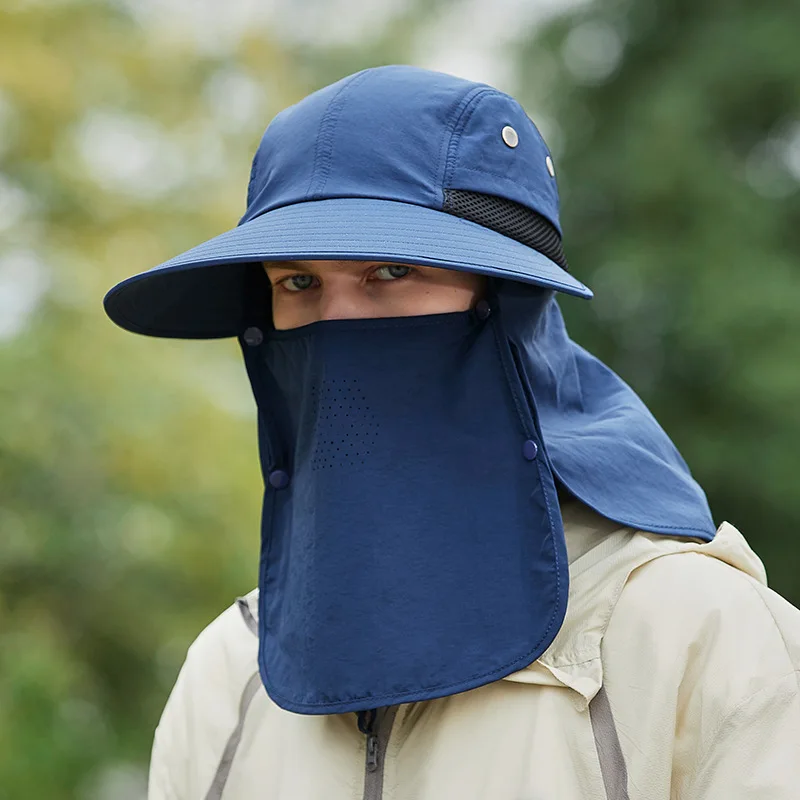 Outdoor Sun Fishing Hat for Men Women Wide Brim Hat With Detachable Face Cover & Neck Flap Camping Hiking Hat