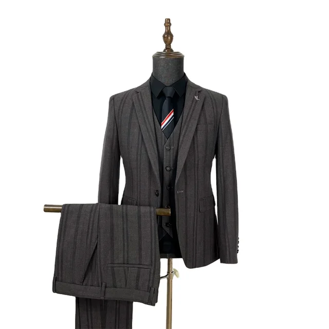 2023 Costume ODM Business Men's Suits Wedding Dress Formal wear Striped Tuxedo banquet suits Slim Suit office wear 3-piece men