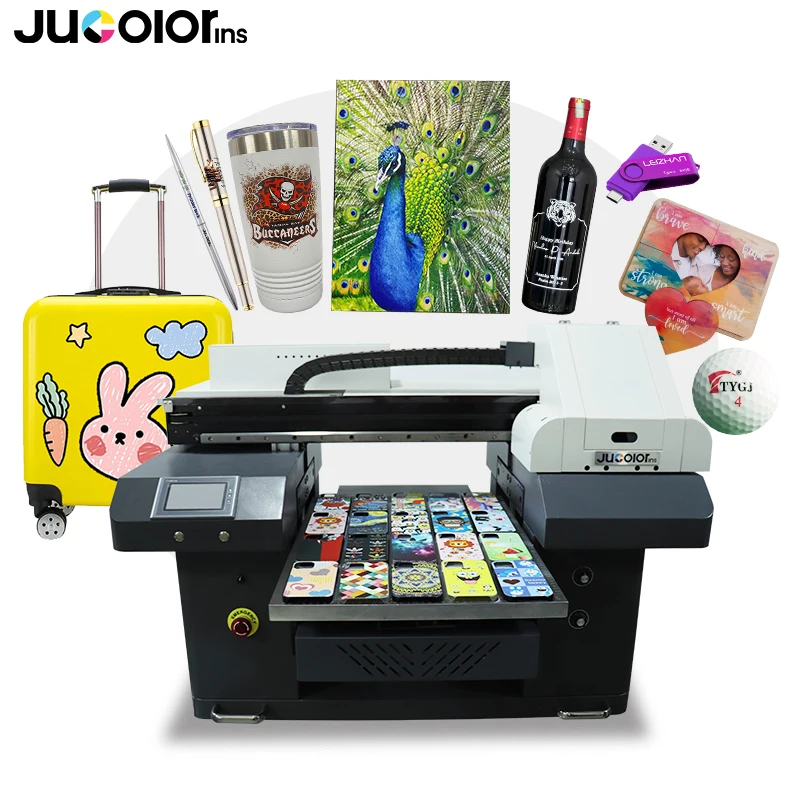 Jucolor High Speed A2 UV Printer with Embossed and Glossy Printing on Metal Wood Acrylic