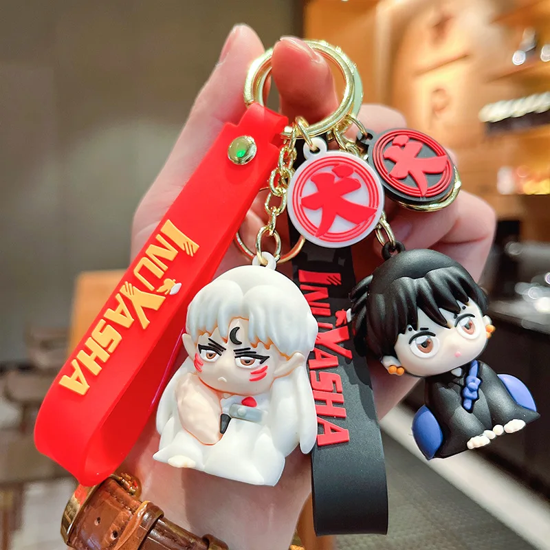 Jet Tag Keychains Inuyasha Cartoon Cute Inuyasha Doll 3D Keychains Portable Car Key Ring ...