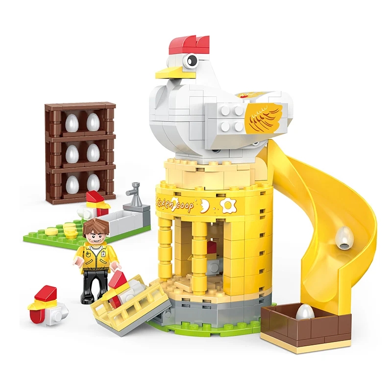 COGO Kids Farm Blocks Chicken Coop Animals Bricks Toys Plastic Construction  Building Block Set