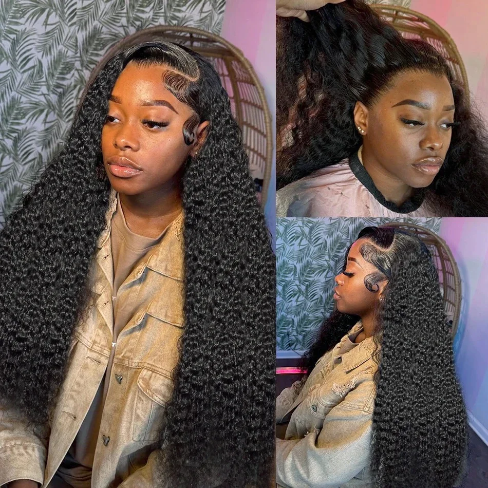 250 % Dichte, lockere, tief gewellte Lace-Frontal-Perücke, brasilianisches Remy-Echthaar, lockige Lace-Front-Perücke für Frauen_voghion.com