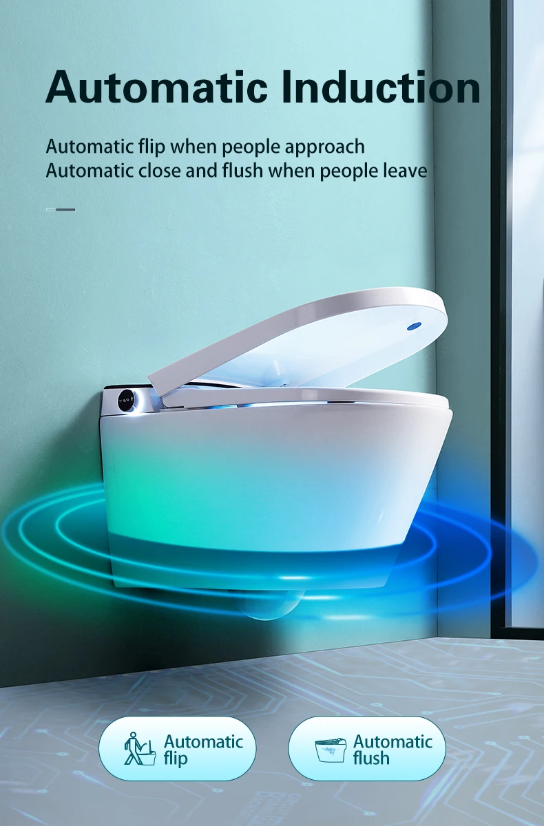 Back to wall mounted bathroom ceramic rimless electric intelligent automatic wall hung smart wc toilet bowl with bidet manufacture