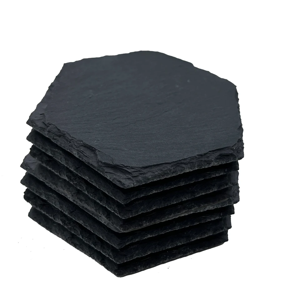 Classic Black Slate Stone Coasters Bulk Slate Stone Cup Coaster For