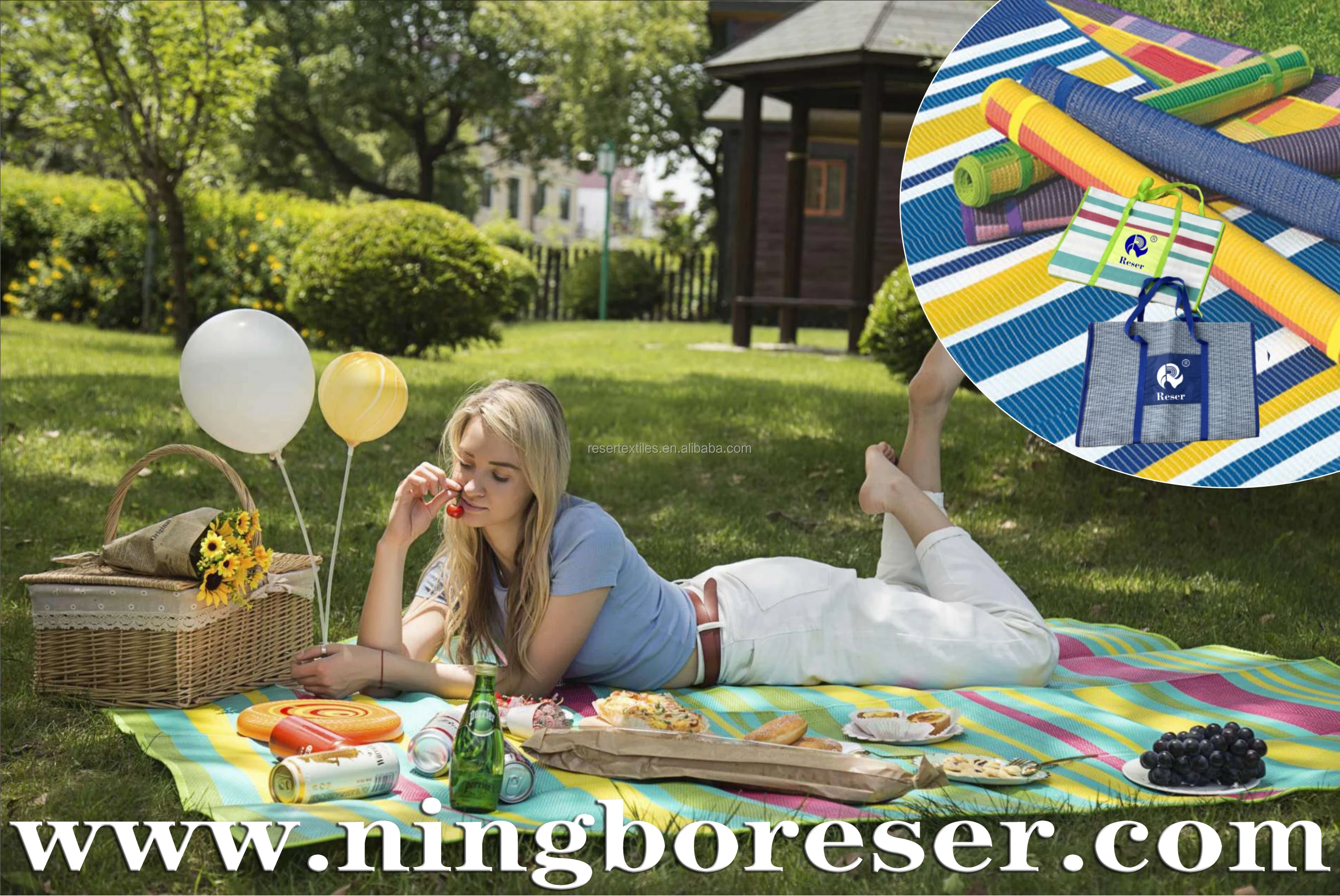 PP Handy Strap for Picnics RV Outings Weather-Resistant -Proof Beach Mat for Summer Accessory