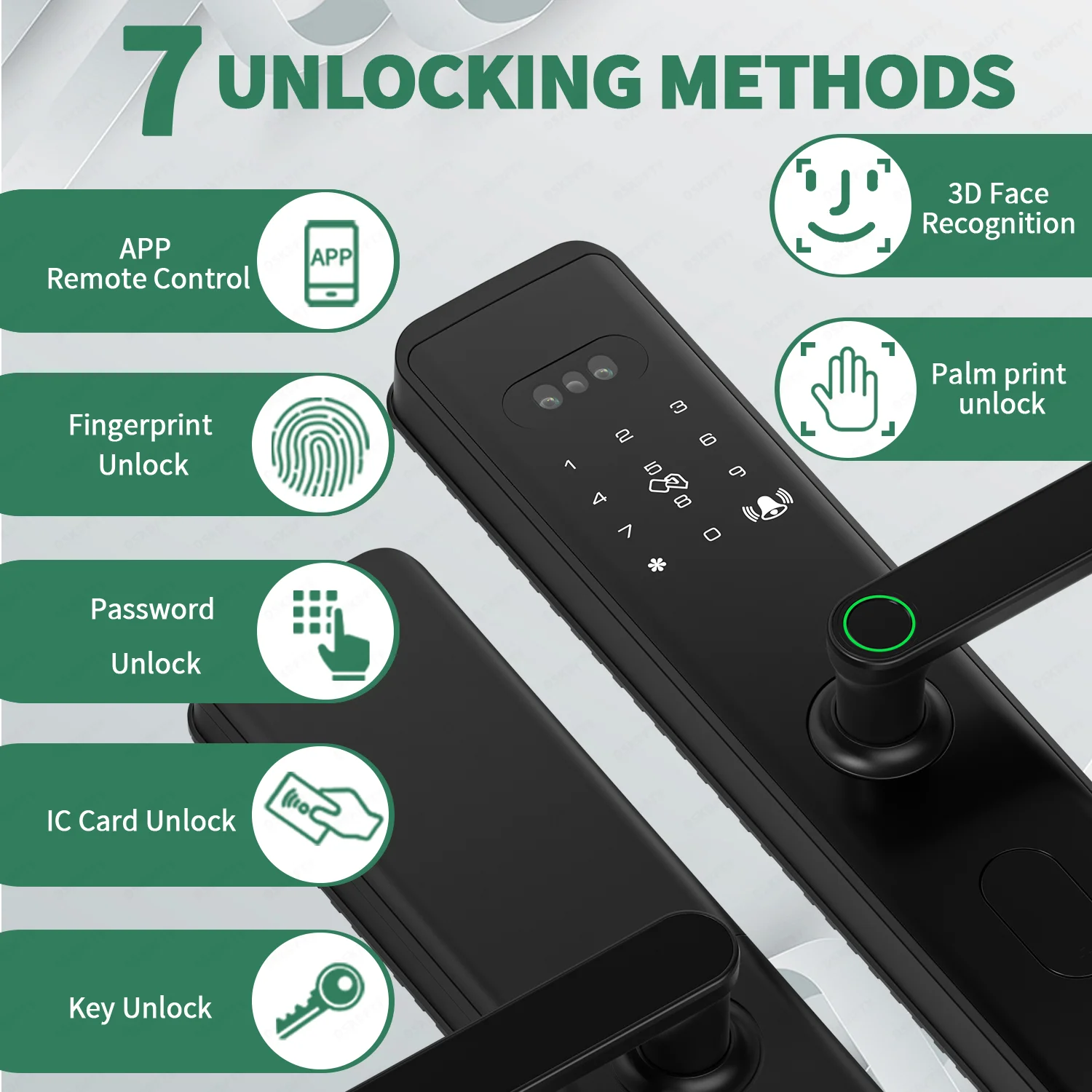 TTlock APP Remote Control Elegant Black Wooden Door Lock with Fingerprint Touch WiFi Network & Cloud Data Storage Options