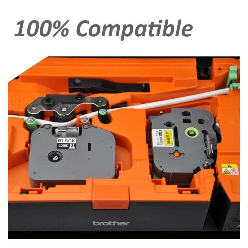 20 Pcs PT-100BK Black Label Tape Compatible for TR-100BK Brother Ribbon Printer TP-E800T E800TK E850TKW
