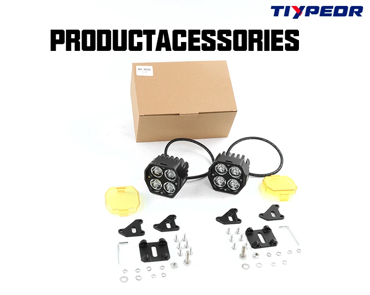 product tiypeor 40w yellow motorcycle pickup driving lights super bright spotlight work light bar square headlight for off road fog lamp-6