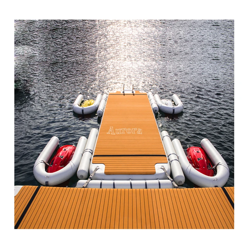 Fun Inflatable Floating Dock Inflatable Island Water Yoga Mat Boating  with Electric Air Pump