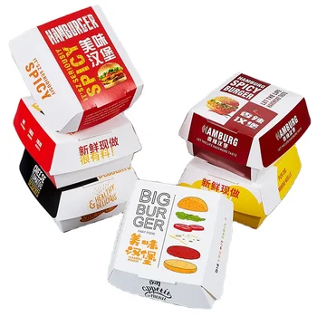 Custom Logo and Size Printing Food Grade  Eco Friendly Biodegradable Disposable Hamburger Packaging