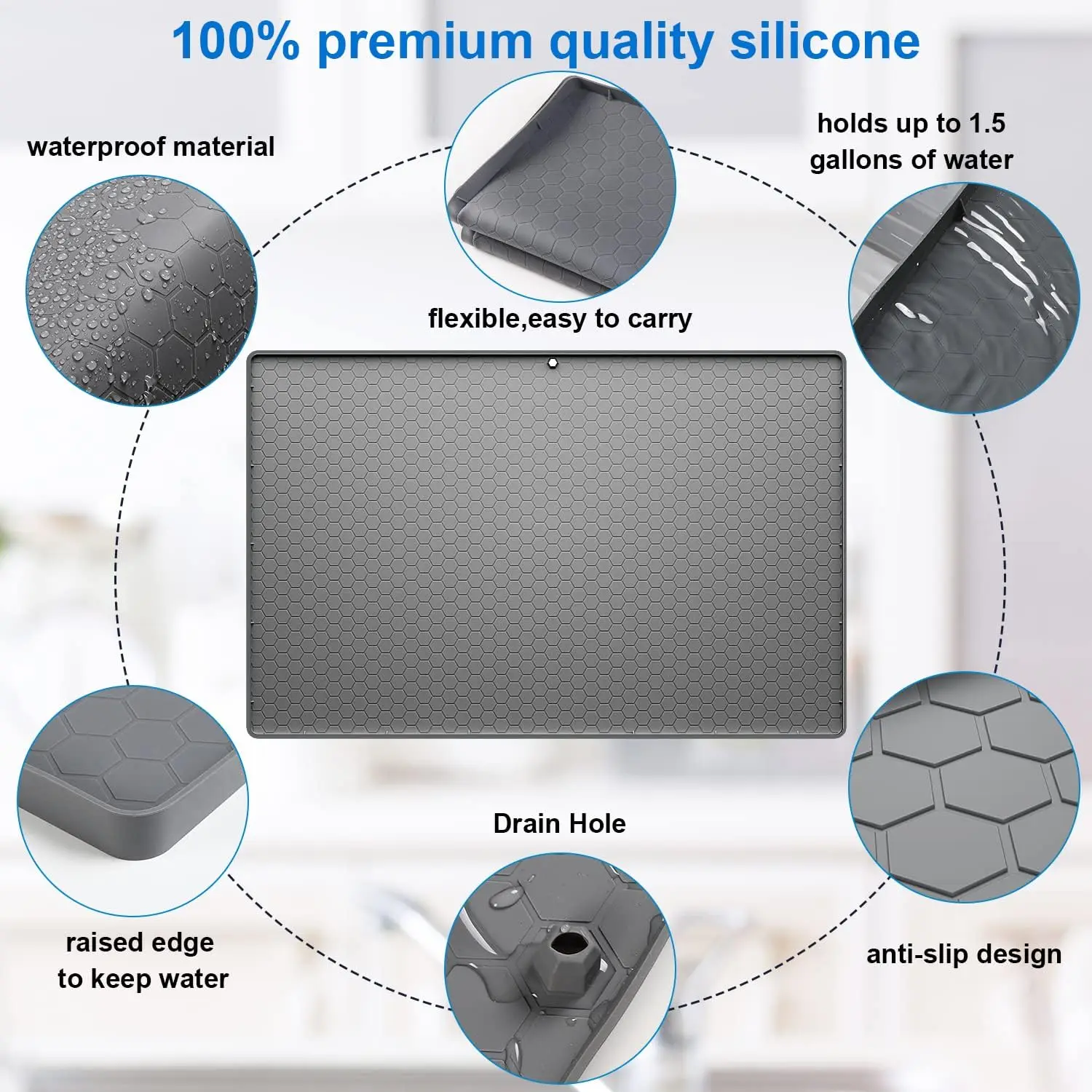 Under Sink Mat 28" X 22" Kitchen Silicone Sink Mats Under Sink Mats For