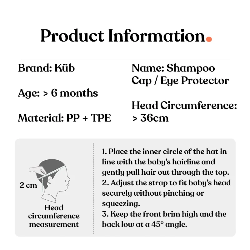 Kub Wash Hair Bathing Protection Hat Adjustable Kids Baby Bath Cap Kids