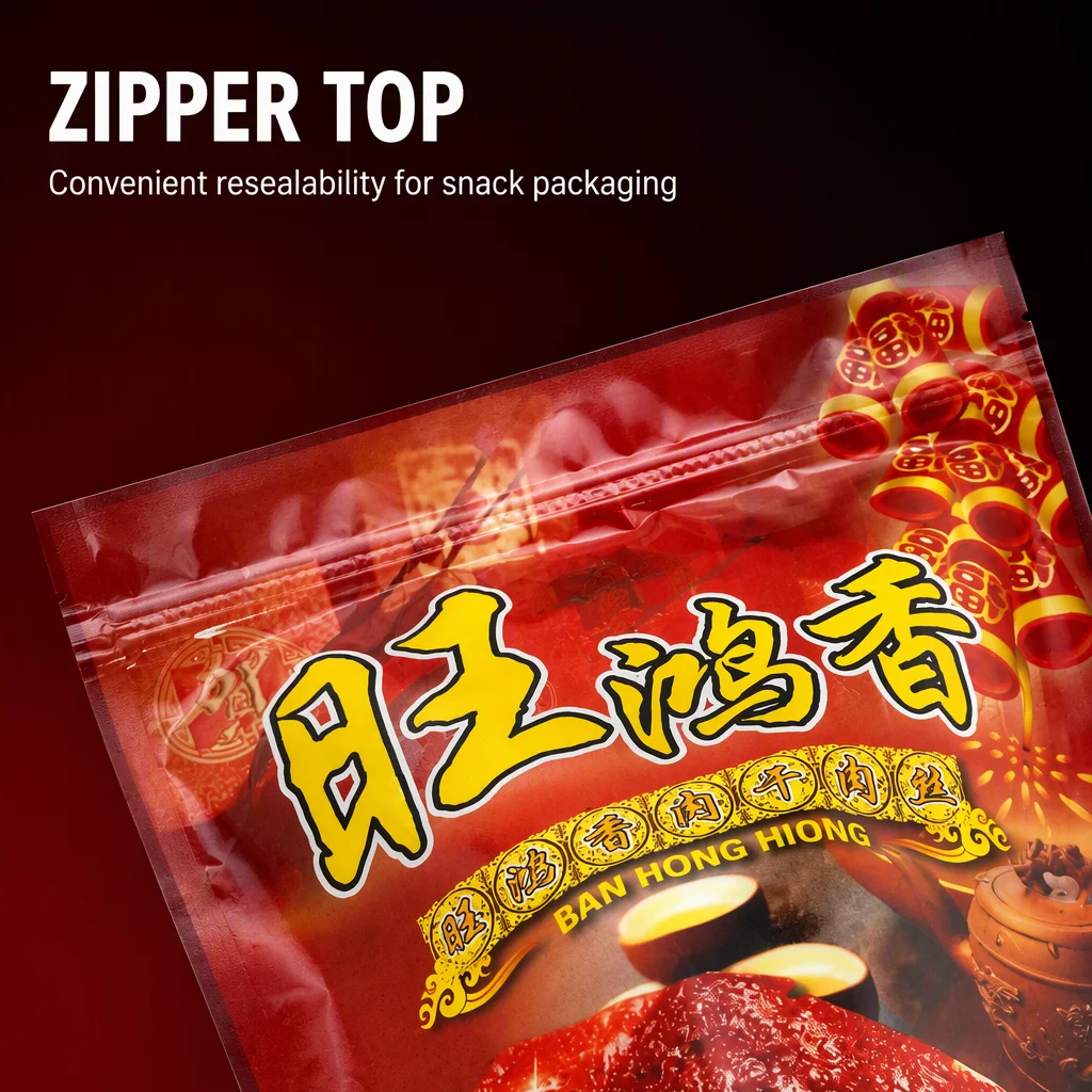 Custom Printed Plastic Mylar Zipper Bag for Pork Jerky Snacks Packaging