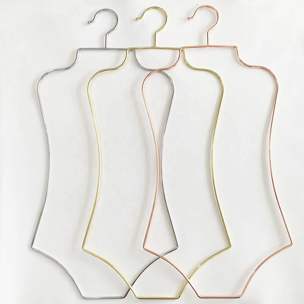 2025 Durable Silver Metal Hanger Body Shape Metal Bikini Swimwear Hanger for Adults Kids Wardrobe Swim Suit