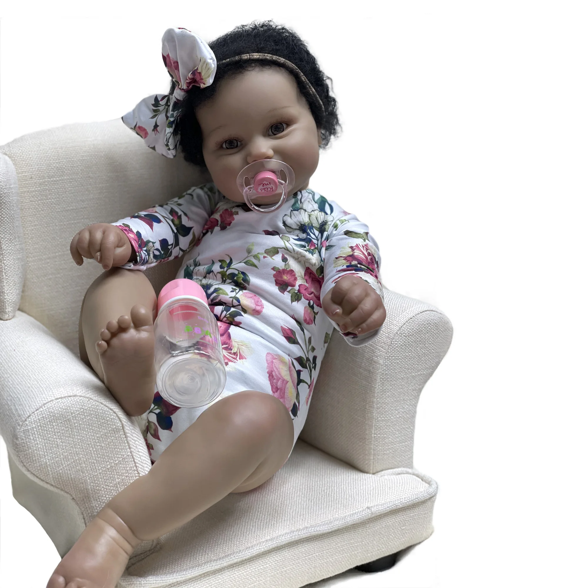 Reborn Baby Doll 20  Realistic Soft Silicone Vinyl Dolls Newborn Black Baby Dolls African American Doll 