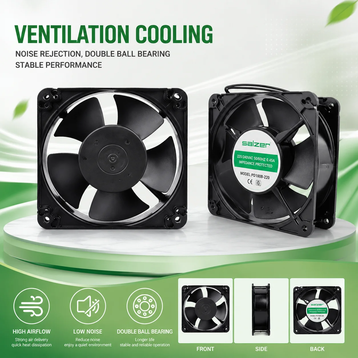Industrial Axial Cooling Fan, PD180B-220, 180x180x61mm - detail 8
