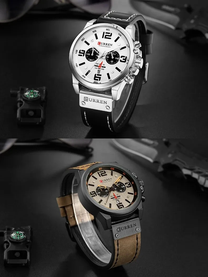 Curren 8314 Luxury Brand Quartz Men Watch Waterproof Leather Strap