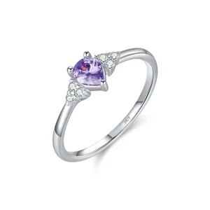 Customized Jewelry Women Rings Purple Cz High Quality Real 925 Sterling Silver Cubic Zirconia Ring