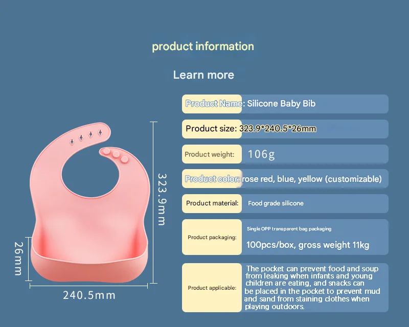 Custom Closure Plain Washable Feeding Accessories Silicone Baby Bibs Cute Printed Kids Apron Button for Toddlers factory