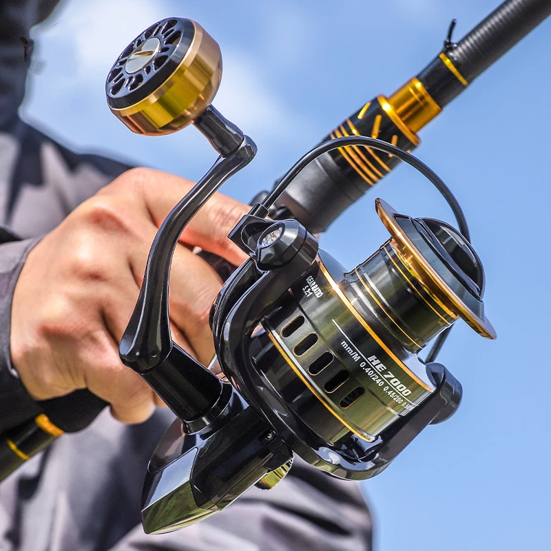 HE4000 All-Metal Spinning Reel for Fishing - EVA Handle, Metal, 50kgs Max Drag, Ideal for River and Ocean Fishing Activities HE4000 All-Metal Spinning Reel for Fishing - EVA Handle, Metal, 50kgs Max Drag, Ideal for River and Ocean Fishing Activities