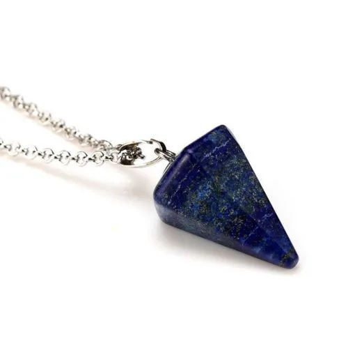 Natural Stone Pendant Hexagonal Column Cone Pendulum Faceted Crystal Pendant Tarot Card Surrounding