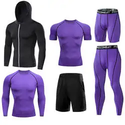 Compression 7 Pieces Sets High Quality Men Quick Dry  Polyester Sports Track Suit Training Sportswear Sports Suit