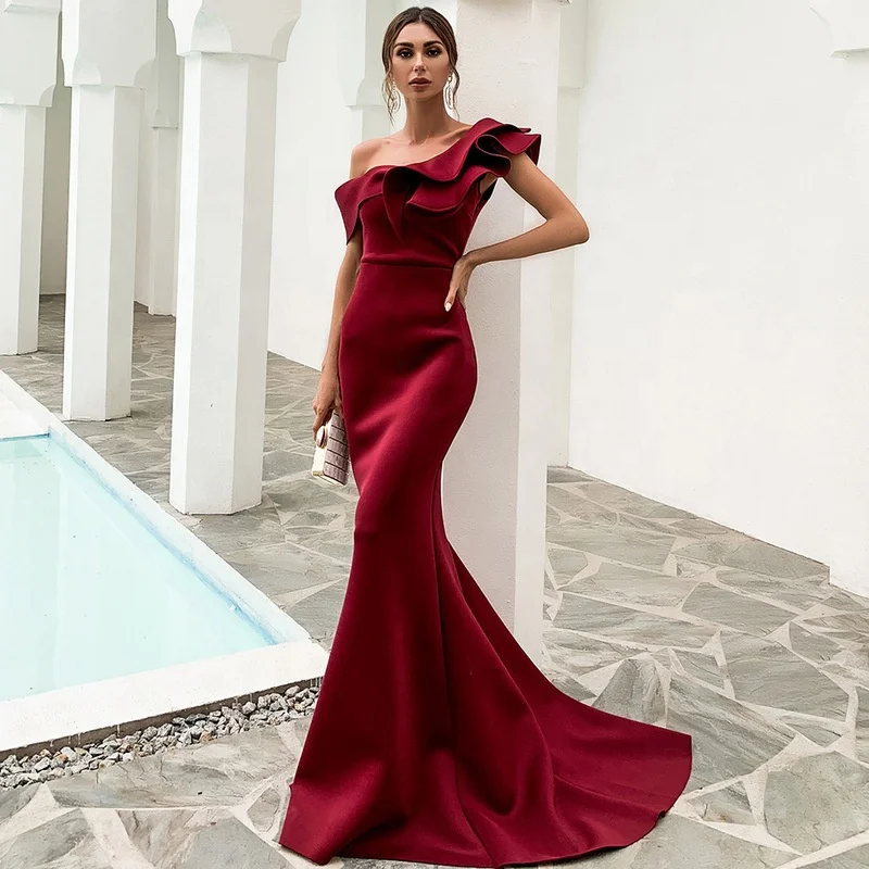 Sexy Mermaid Fishtail Evening Dress Women Trailing Evening Dress High  Quality Trailing Fishtail Dress