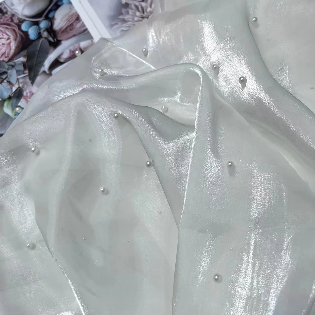 Multiple Colors Soft Light Beaded Organza Fabric Buy Organza Fabric