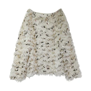 Customizable Fashionable White Fluffy Sequin Short Skirt Coat Girl Clothing Set Perfect for Party Daily Wear