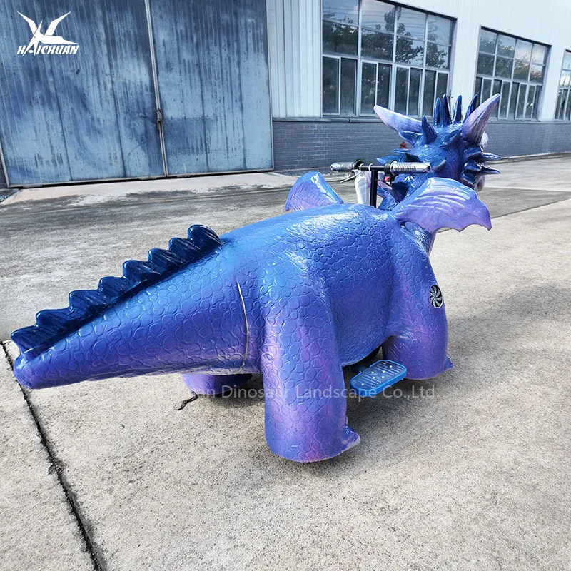 Attractive Hot Sale Kids Amusement Park Animatronic Dragon Rides Battery Car with Glowing Eyes Flash Lights