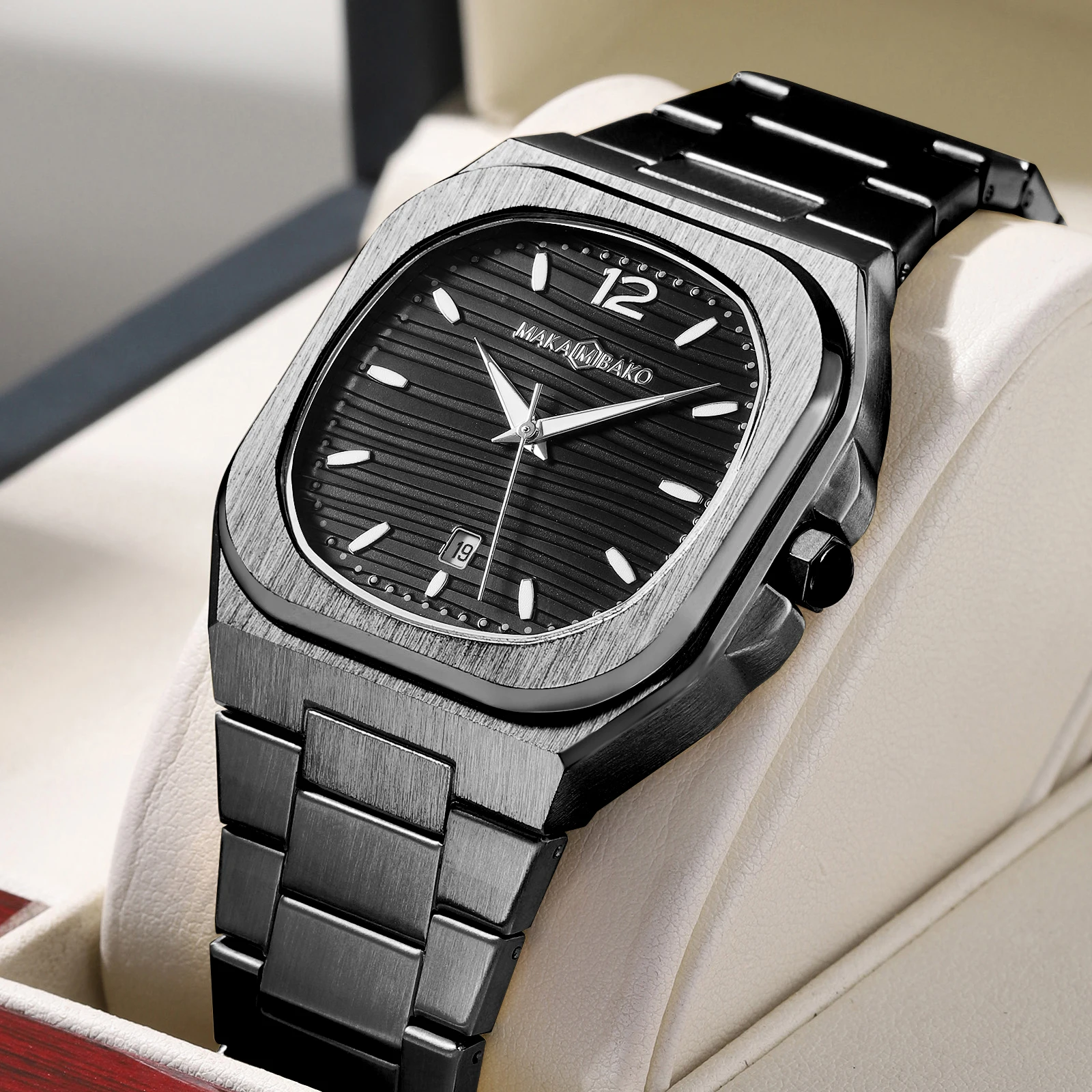 MAKAMBAKO 5431 Custom Watch Logo impermeabile Designer giappone movimento  luminoso Casual calendario quadrato uomo orologi al quarzo