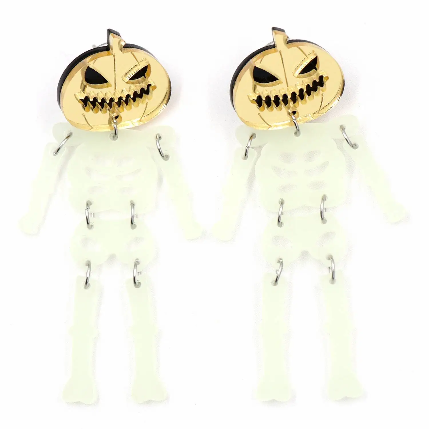 YYXER2531 High Quality Acrylic Halloween Night Glow Horror Pumpkin Skull Drop Earrings Vintage Style for Gift