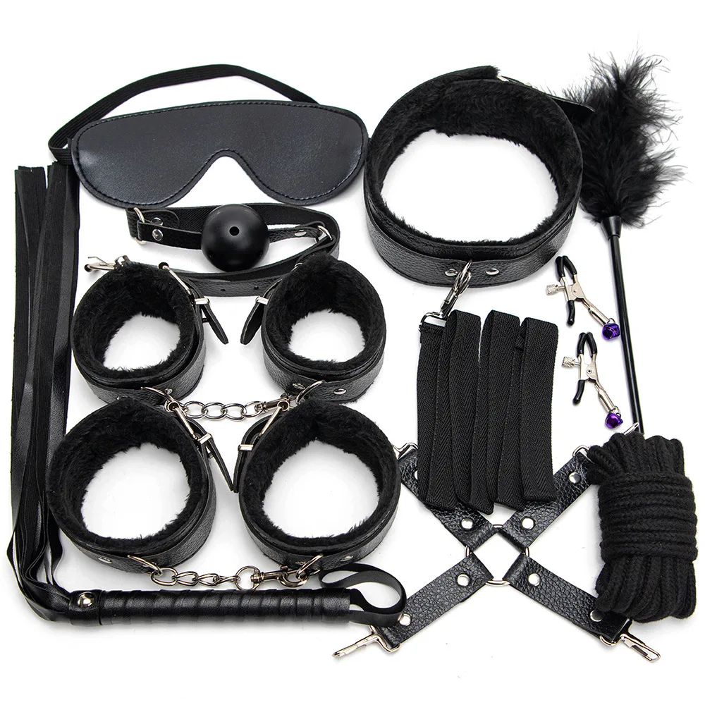 10 Pcs Sex Toys for Adults 18 Handcuffs Bdsm Set Exotic Accessories  Handcuffs Whip Bdsm Sexy Couple Spanking Games Kit Sexshop