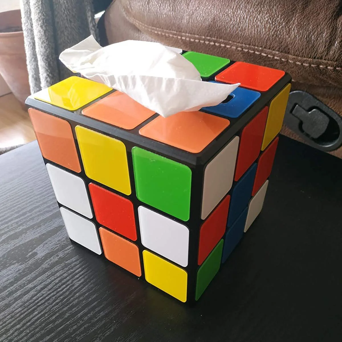 Decorative square Magic Cube Acrylic Tissue Box with Magnetic Lock