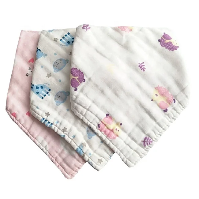 Оптовая продажа детский треугольный шарф из муслина без дыхания для кормления новорожденных Слюнявчик