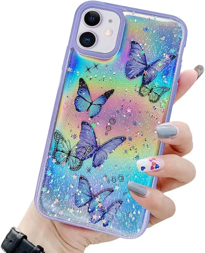 Laudtec Cute Butterfly Design Laser Bling Glitter Case for iPhone 16 Cute Sparkly Shiny Gem Crystal Luxury Clear Protective Case details