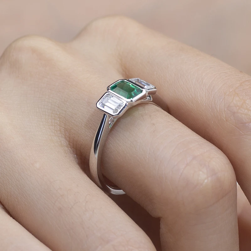 PT925 0.54CT Lab Grown Emerald Ring - Customize Fashion Jewelry