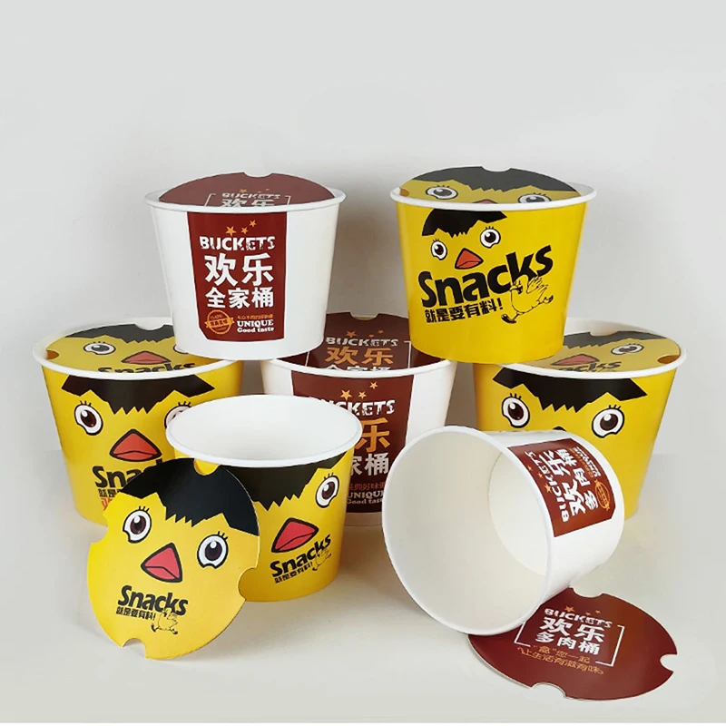 使い捨てKFCファストフード紙バケツ蓋付きUVコーティング