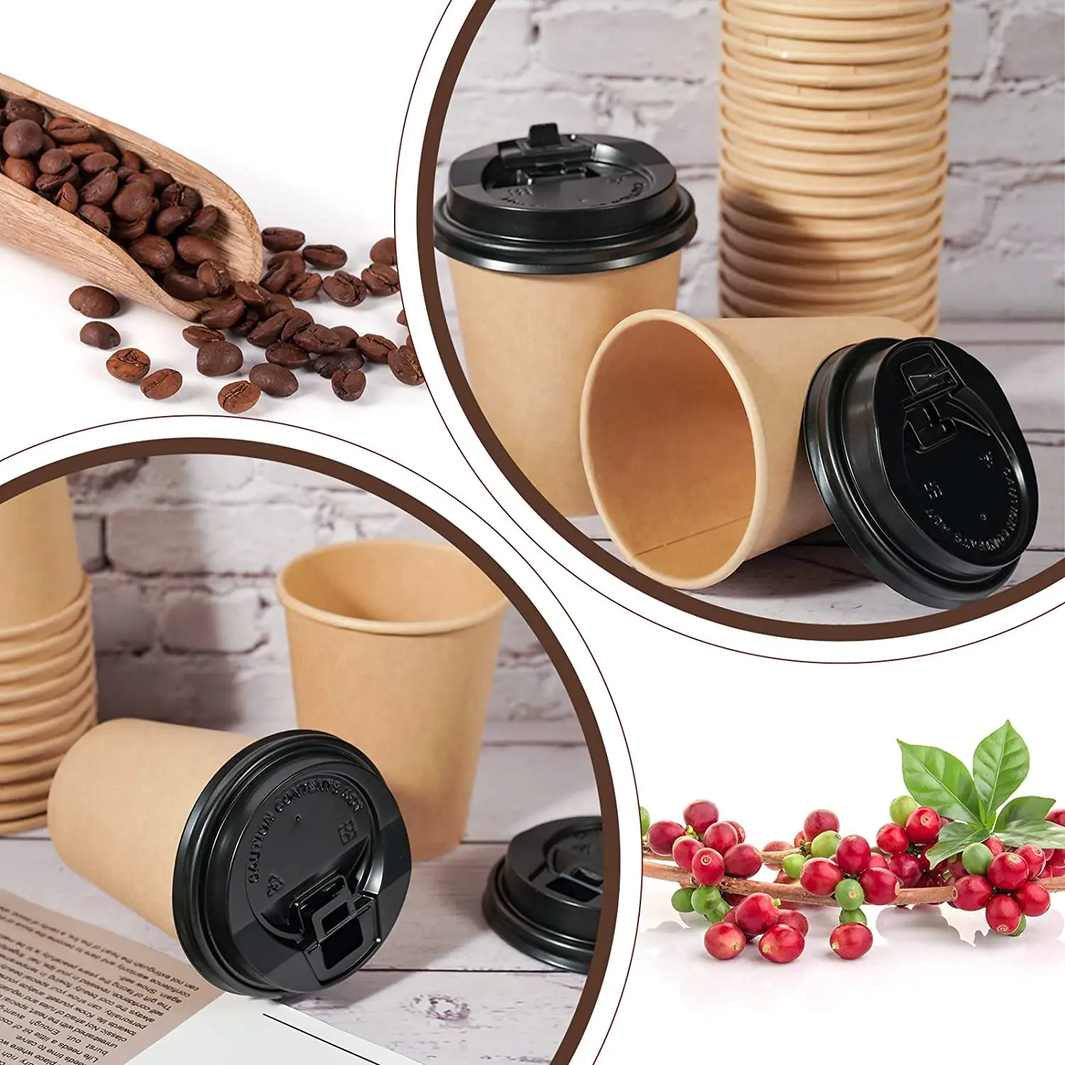 Disposable Custom Logo Paper Cups Biodegradable Kraft Paper Coffee Cup ...