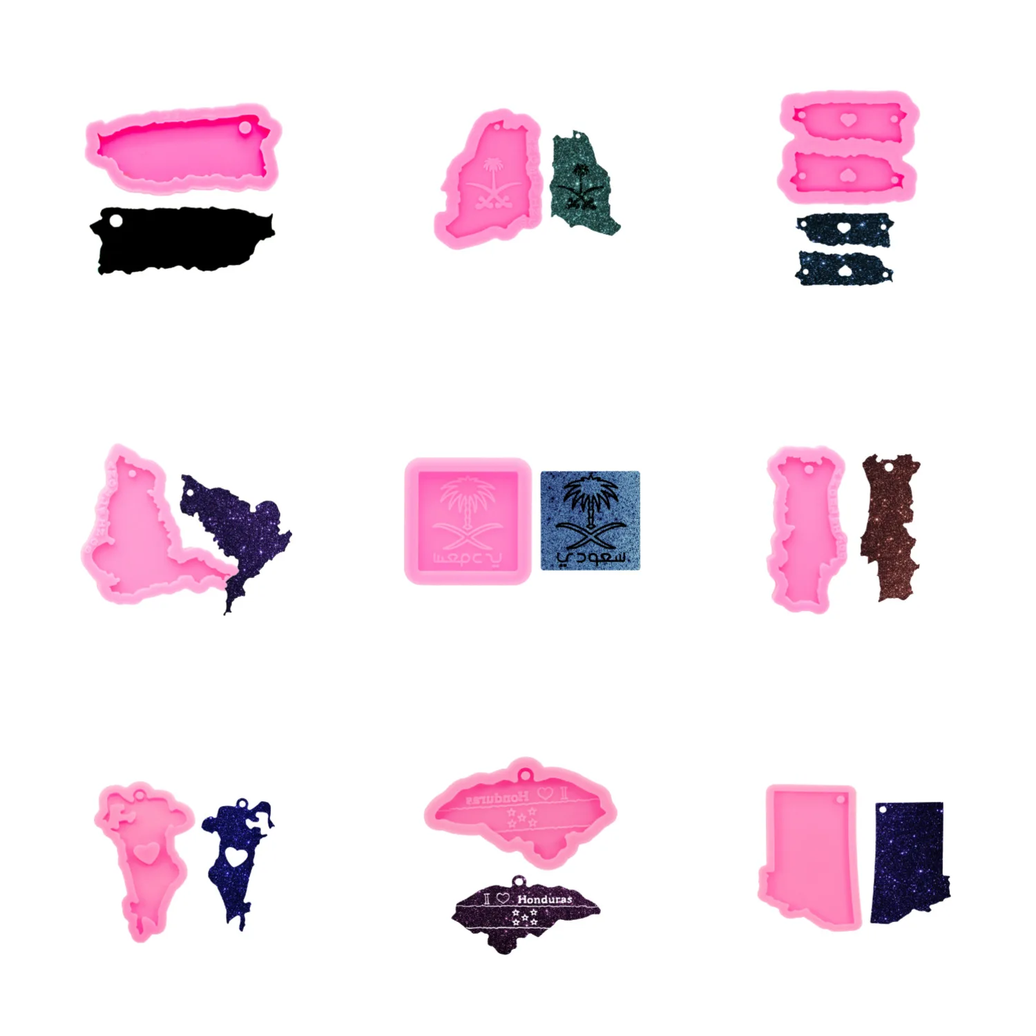 USA 50 State Map Resin Silicone Keychain Mould, Crafts with Epoxy Art Diy DIY Handmade Charms Mold, Mold Chocolate manufacture