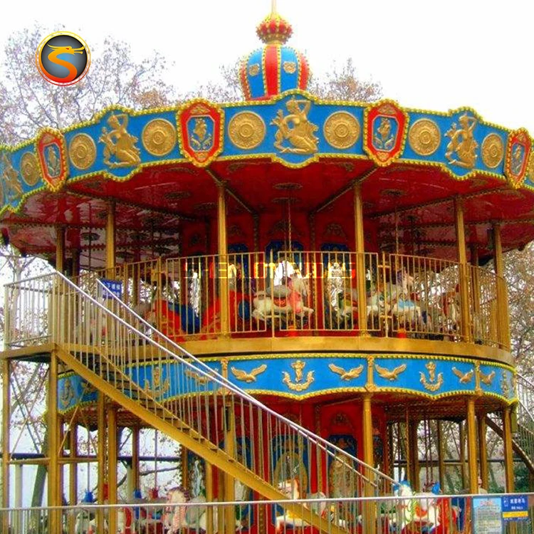 中国製二階建てメリーゴーランド、遊園地向け格安回転木馬販売中