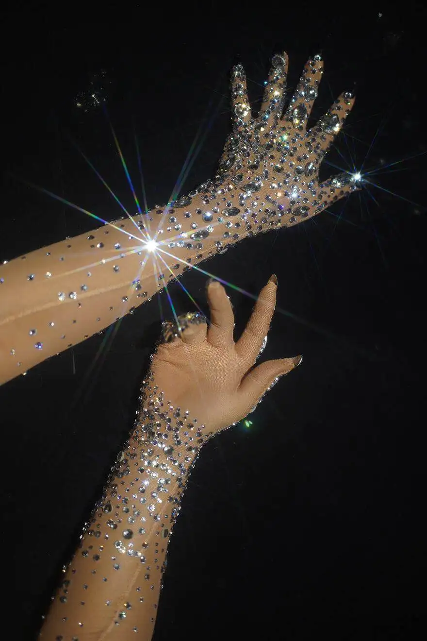 Guant de diamant para baile latino, manga de baile para mujer, accorios de competición
