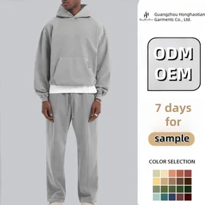 Custom Logo Track Suits French Terry Hoodie Set Mens Blank Heavy Weight Thick Fleece Cotton Oversized Tracksuits for Unisex